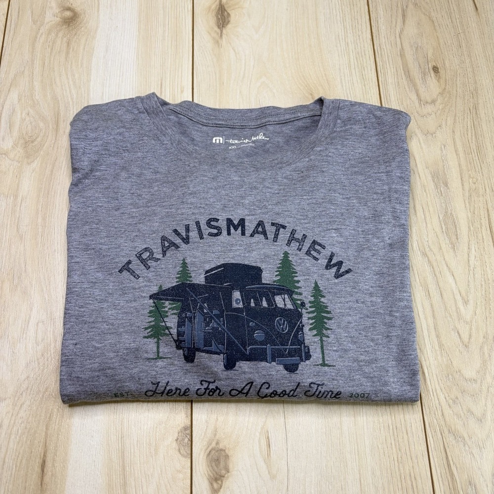 TravisMathew Men's Coal Walk Short Sleeve Golf T-Shirt Gray Size XXL Pima Cotton